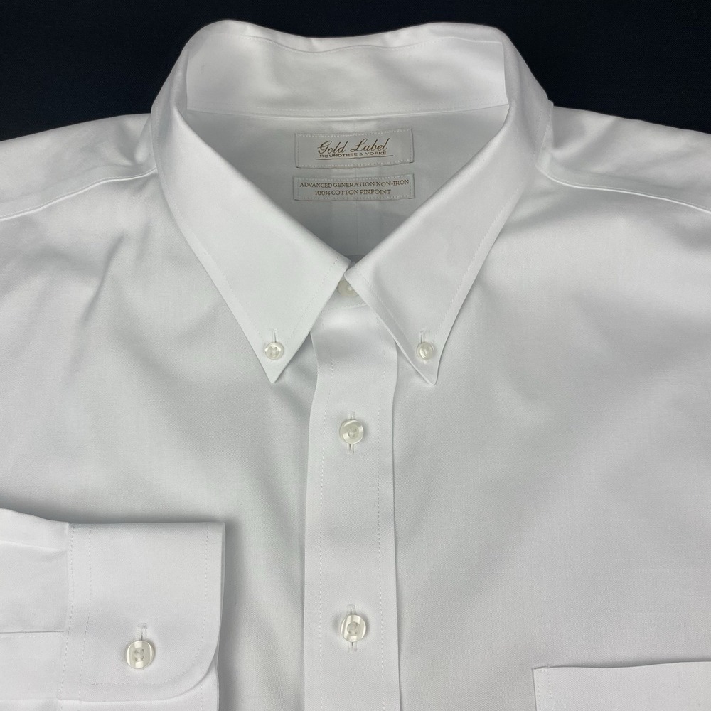 Roundtree & Yorke Gold Label Dress Shirt Mens 19-35 BIG White Non Iron - Picture 2 of 7